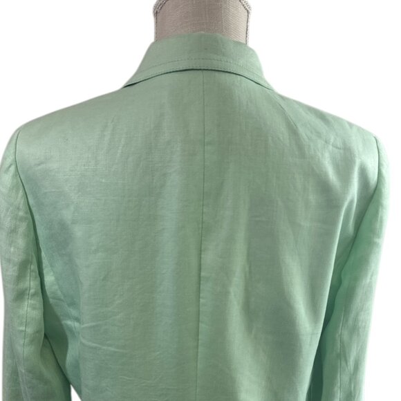 J. Crew Factory Linen Blazer Mint Green Women's sz 12 Classic Preppy Coastal - Picture 7 of 16